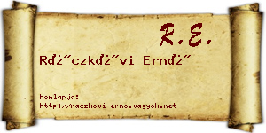 Ráczkövi Ernő névjegykártya